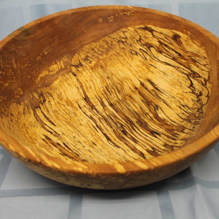 Spalted yellow birch bowl  16″ diameter x 4 1/2″ high  $265