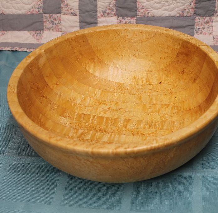 Laminated birdseye salad bowl  13″ -15″ diameter x 3″-5″ high  $135- $165